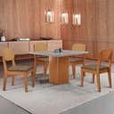 Ver imagem 1 de Mesa de Jantar Eloise 90cm Tampo Mdf Vidro com 4 Cadeiras Copper Premium Moderna Mobília