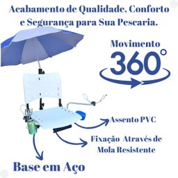 Cadeira para Barco Giratória Dobrável com Acessórios Branca - 2