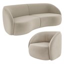 Ver imagem 1 de Kit Sofá 4 Lugares Eron 288cm com Poltrona Giratória Angelina M03 Veludo Bege - Lyam Decor