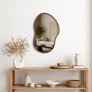 Espelho Organico Cloud 70cm X 50cm Moldura em Couro Ecológico