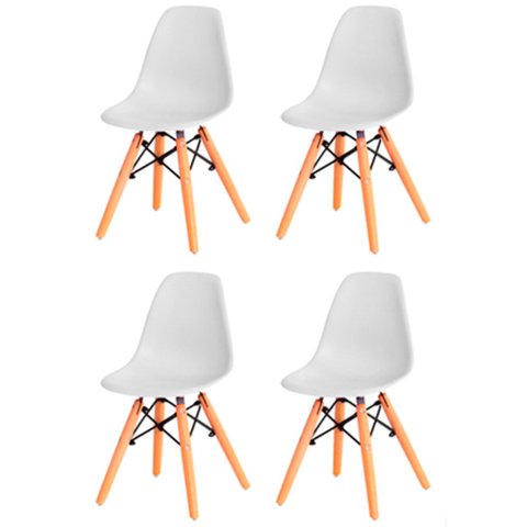 Kit com 4 Cadeira Flórida Kids com Assento em Polipropileno e Base Madeira Fratini