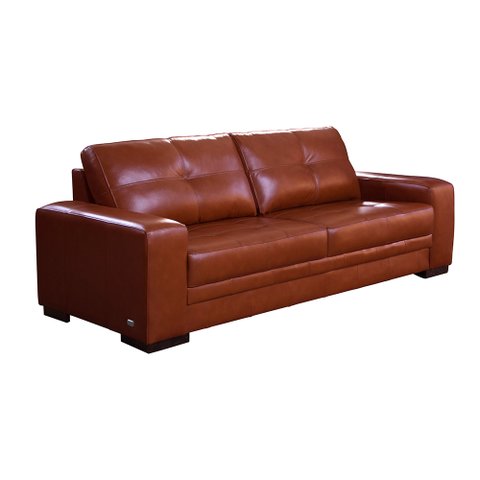 Sofá Decorativo Sala de Estar Punto Bipartido 4 Lugares 280cm Couro Conhaque - Mozzelar