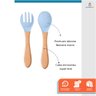 Kit Talheres Bambu Silicone Colher + Garfo Refeição Bebê Azul - 4