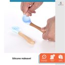 Ver imagem 3 de Kit Talheres Bambu Silicone Colher + Garfo Refeição Bebê Azul