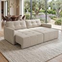 Ver imagem 1 de Sofá Cama Galileu F04 3 Lugares Retrátil 202cm Bege Linho Lyam Decor