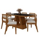 Ver imagem 1 de Mesa Santiago com 6 Cadeiras Sextavada Frei/preto/corino Branco - M.a Freijó/preto/corino Branco