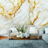 Papel de Parede Painel 3D Mármore Branco Amarelo Revestimento Auto Colante Brilho Marmorizado laváve - 1