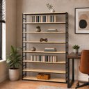 Ver imagem 2 de Estante Multiuso Organizador Livreiro Estilo Industrial 180x160 Preto Natural