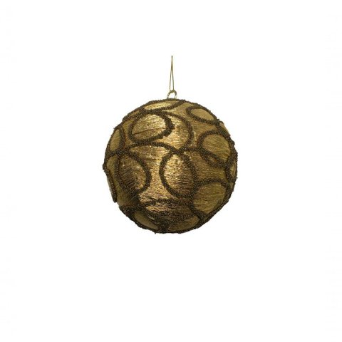 Conjunto com 03 Bolas Douradas Arabesco 10cm Ht9238 - Linha Christmas Premium