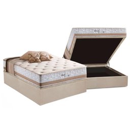 Cama Box Baú Casal: Colchão Molas Herval Maxspring Spain + Base CRC Suede Clean(138x188) - 1