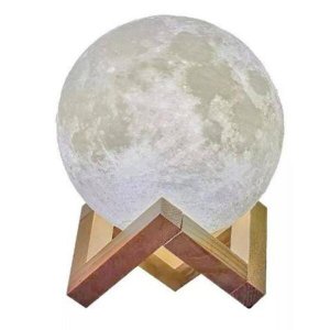 Luminária 3D Lua Cheia 15cm Usb Touch