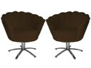 Ver imagem 1 de Kit 2 Poltronas Decorativa Pétala Base Giratória Metal Suede Marrom Mz Decor