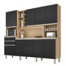 KIT COZINHA ARMÁRIO GRANDE BARCELONA COR NATURE / PRETO FOSCO ÚLTIMAS UNIDADES - 1