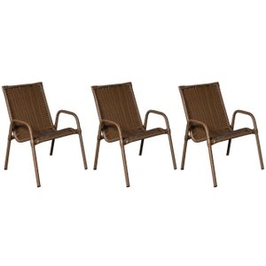 Kit 3 Cadeiras Ipanema Area Externa, Jardim Junco Bronze