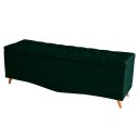 Ver imagem 1 de Recamier Calçadeira Baú Helena Queen 160 Cm Botão Encapados Pés Palito Suede Verde Eli Móveis