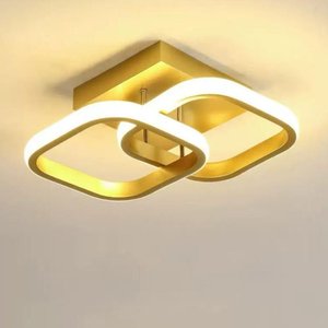 Luminária de Teto Plafon Led 45w Prisma Dourada Moderna com 3 Cores de Luz Bivolt para Sala e