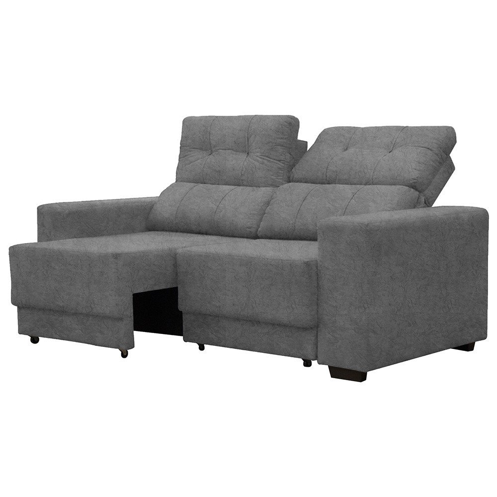 Sofa 3L Topazio 185m Retratil e Reclinavel Cinza MadeiraMadeira