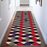 Passadeira Geométrico Triângulos Antiderrapante 66x240cm Vermelho e Roxo Casa Dona - 1