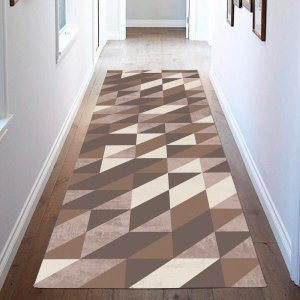 Passadeira Geométrico Losangos Antiderrapante 66x240cm Marrom Casa Dona