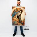 Ver imagem 2 de Quadro Decorativo Virgem Maria Abstrato em Moldura Caixa Tacolado Moldura Caixa 3cm Branca sem Vidro