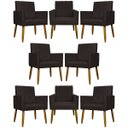 Ver imagem 1 de Kit 8 Poltronas Decorativas para Sala Mari Suede Cores Pé Palito Castanho