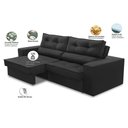 Ver imagem 3 de Sofá Retrátil e Reclinável 3 Lugares 2,50m com Molas Milão Suede Preto Mirra Decor