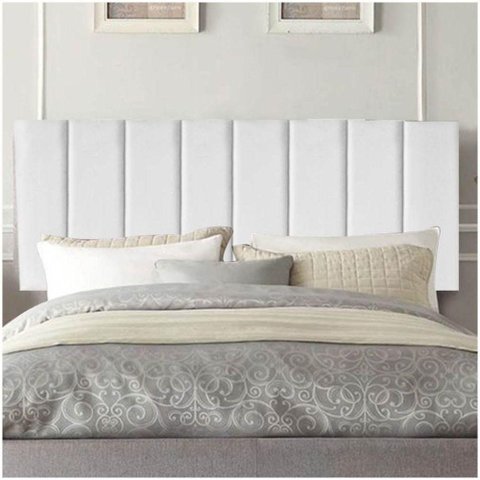 Painel Estofada Carla 140cm Casal Courino Branco