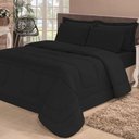 Ver imagem 1 de Kit Edredom Confort Casa Dona Dupla Face Casal Queen 6 Pçs Com Lençol Preto