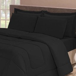 Kit Edredom Confort Casa Dona Dupla Face Casal Queen 6 Pçs Com Lençol Preto - 2