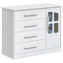Ver imagem 1 de Cômoda Infantil Charlô 1 Porta 4 Gavetas - Móveis Peroba Branco Brilho