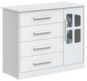 Ver imagem 1 de Cômoda Infantil Charlô 1 Porta 4 Gavetas - Móveis Peroba Branco Brilho