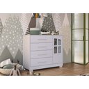 Ver imagem 4 de Cômoda Infantil Charlô 1 Porta 4 Gavetas - Móveis Peroba Branco Brilho