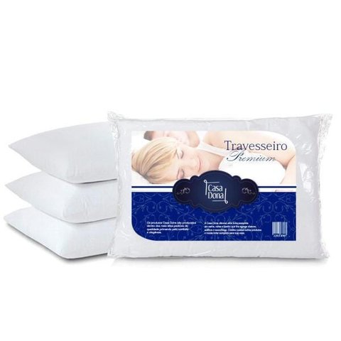Kit 4 Travesseiros Percal Premium 50x70cm Casa Dona 200 Fios Siliconada Branco