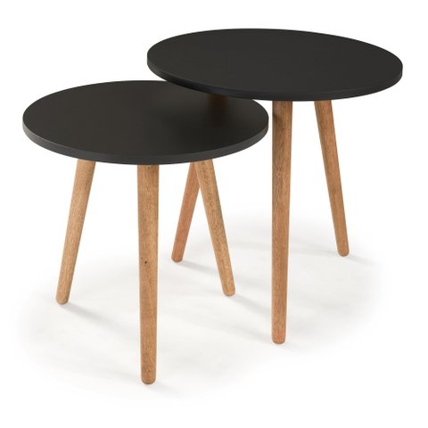 Conjunto Mesa de Apoio Redonda Preta