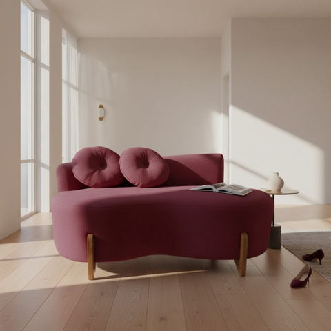 Namoradeira Sofá Feijão Lounge 120cm Orgânica Suede Marsala