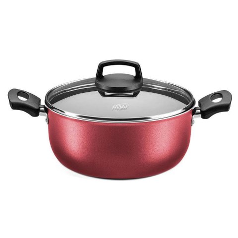 Caçarola Aluminio Tampa Vidro Antiaderente Cereja Nr. 22 Cód. 8943 Mta