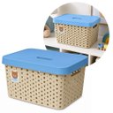Ver imagem 3 de Caixa Organizadora Cesto Multiuso Infantil com Tampa 17 Litros Baby Bege e Azul - Usual
