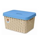 Ver imagem 1 de Caixa Organizadora Cesto Multiuso Infantil com Tampa 17 Litros Baby Bege e Azul - Usual