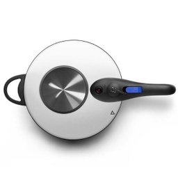 Panela de Pressão com Visor Aço Inox Cooktop Fogão Indução Fundo Triplo 6 Litros Fechamento Externo  - 4