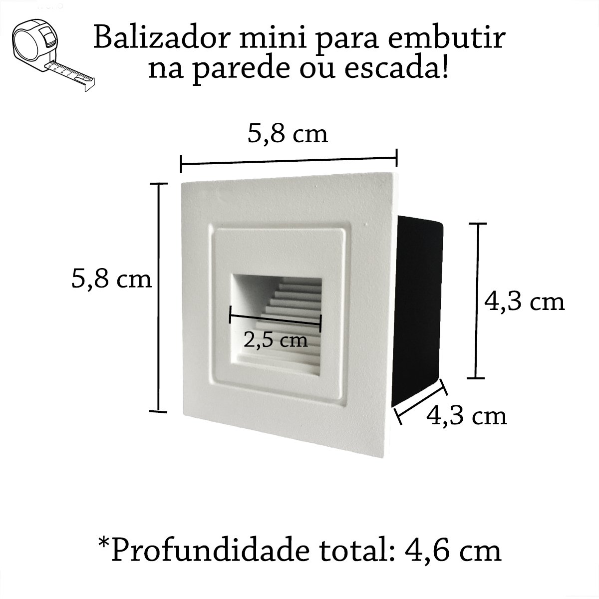 5 Balizador De Embutir Parede Branco Mini Led Escada Lup75 - 6
