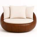 Ver imagem 1 de Poltrona Giratória 127cm Golden Courino Marrom / Courino Off White - Sallar Home
