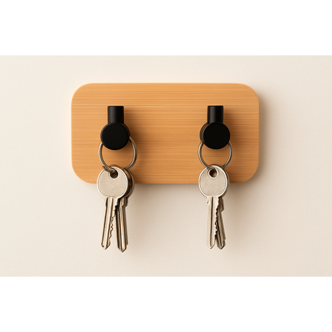 Gancho de Parede Adesivo, Gancho Duplo de Bambu - Não Precisa Furar