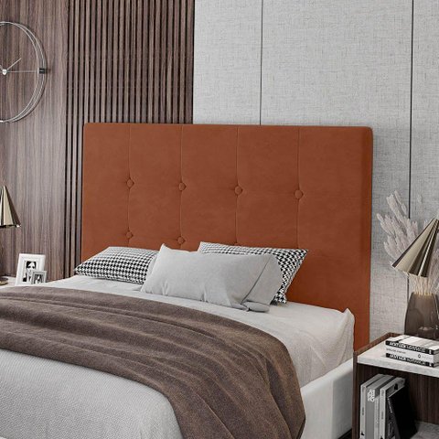 Cabeceira Cama Box Casal Queen Size Luana 160cm Veludo Laranja - Abmaza
