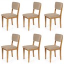 Ver imagem 1 de Kit 6 Cadeiras de Jantar Madeira Maciça Estofadas Ella Bege - Straub Web