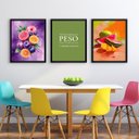 Ver imagem 1 de Kit 3 Quadros Cozinha - Mudança de Hábito 45x34cm - com Vidro:moldura Preta