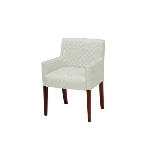 Poltrona Decorativa Liverpool Base Madeira Corano Bege