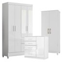 Ver imagem 1 de Guarda Roupa com Espelho Infantil Madri com Cômoda Vênus e Armário Multiuso Jade Branco Brilho