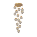 Ver imagem 1 de Pendente Moderno Dourado 15 Globos Pé Direito Duplo Escada