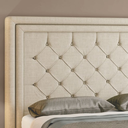 Ver imagem 3 de Cabeceira Estofada Cama Box Solteiro 0,98 Padano para Quarto Corino Bege - Larbelle