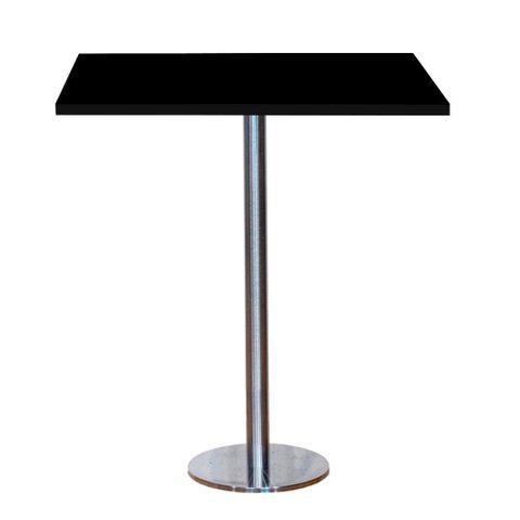 Mesa Pisa Beta Bistrô Fratini 107,50cm (a) Disco Redondo Inox Tampo Mdp Quadrado Preto 80cm( L)